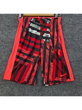 Nike Dri-FIT Youth Shorts M Red Black Stripped Vibrant Casual Sporty Basketball